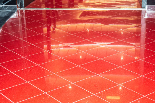 red fully maintained marble after cleaning and polishing service